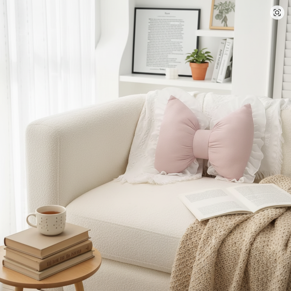 Cozy Faux Fur Bow Pillow